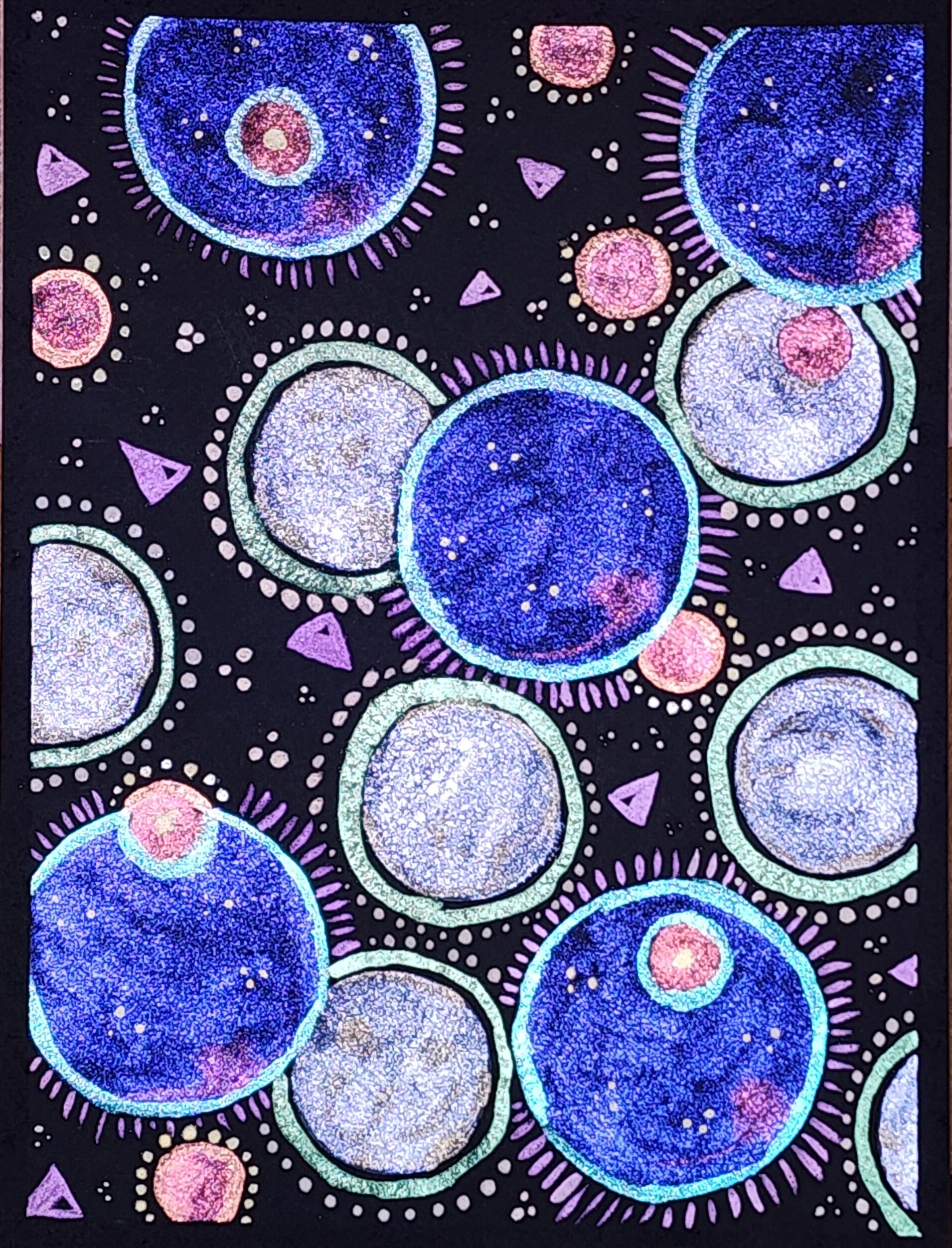 Futuristic Geometric Shine – Metallic Abstract on Black Paper Card